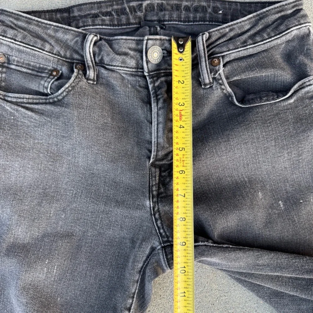 American Eagle Slim Straight Jeans Mens 31x32 Washed Black Denim Pants